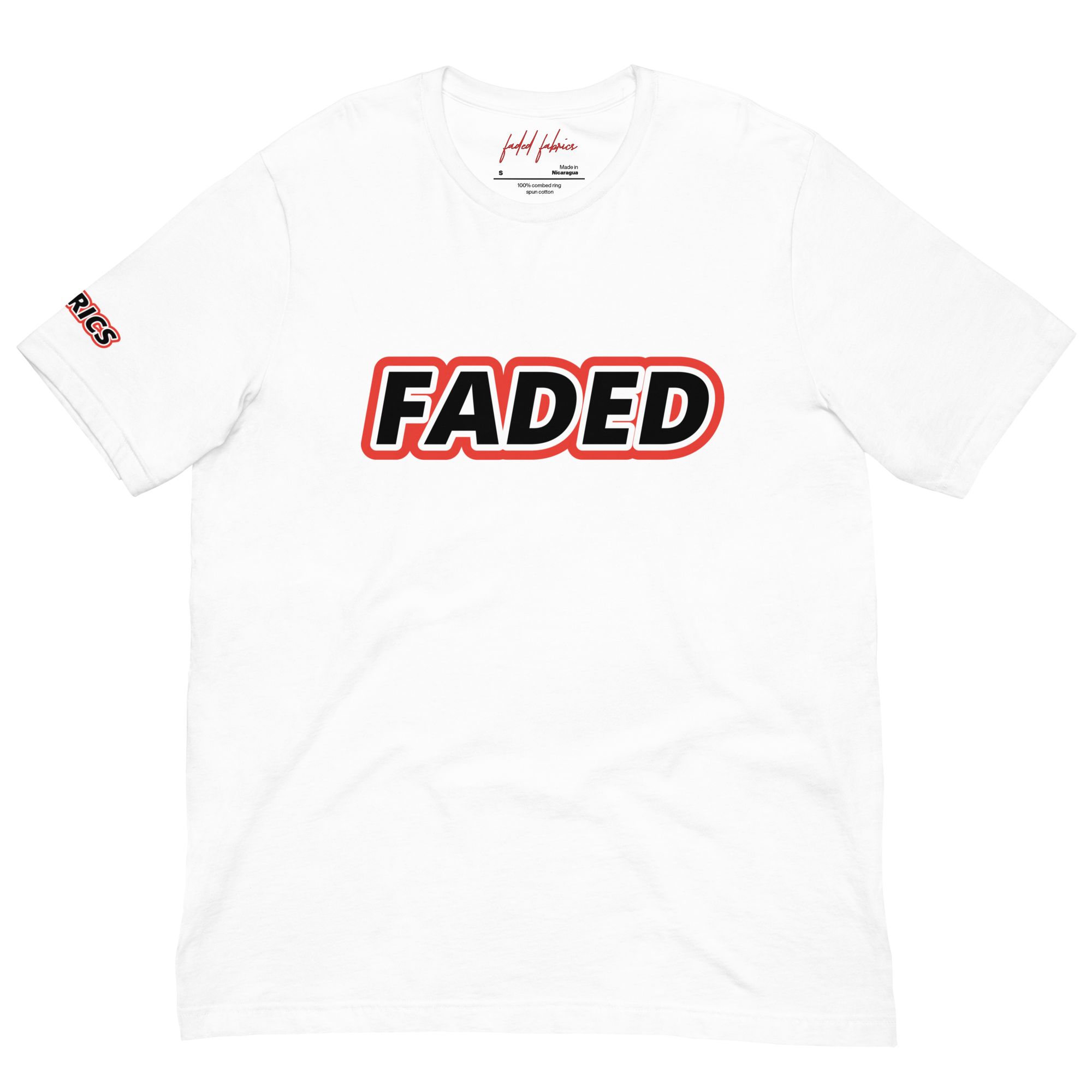 Faded Fabrics Black/Red Outline Unisex T-Shirt